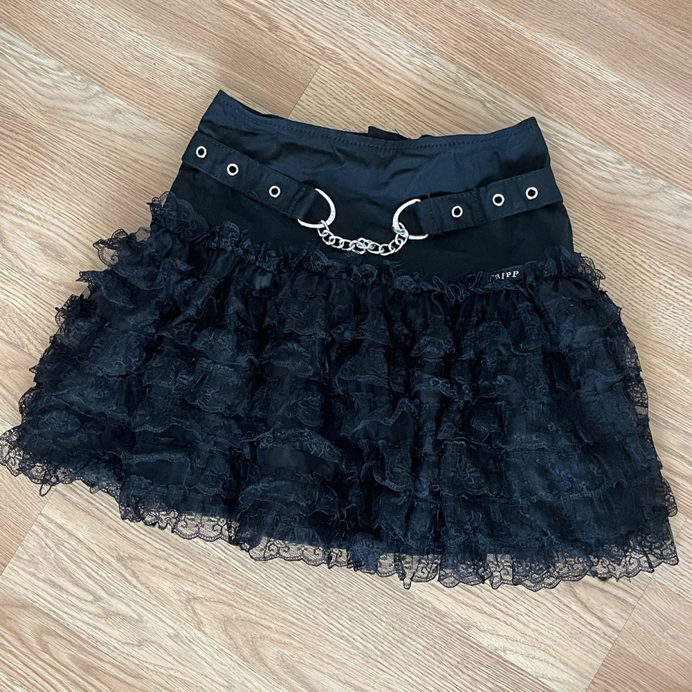 TRIPP NYC Black Ruffle Lace Skirt